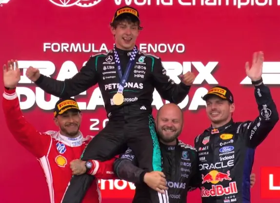 Podium GP Canada 2026 — Antonelli, Hamilton, Verstappen